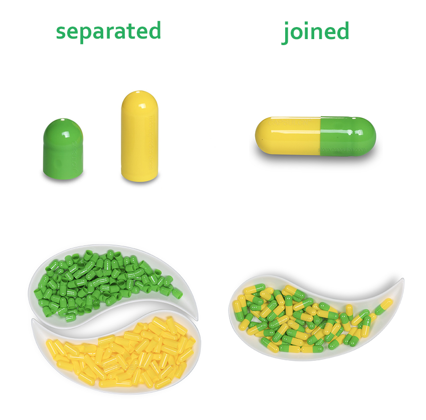 Separated capsules and joined capsules